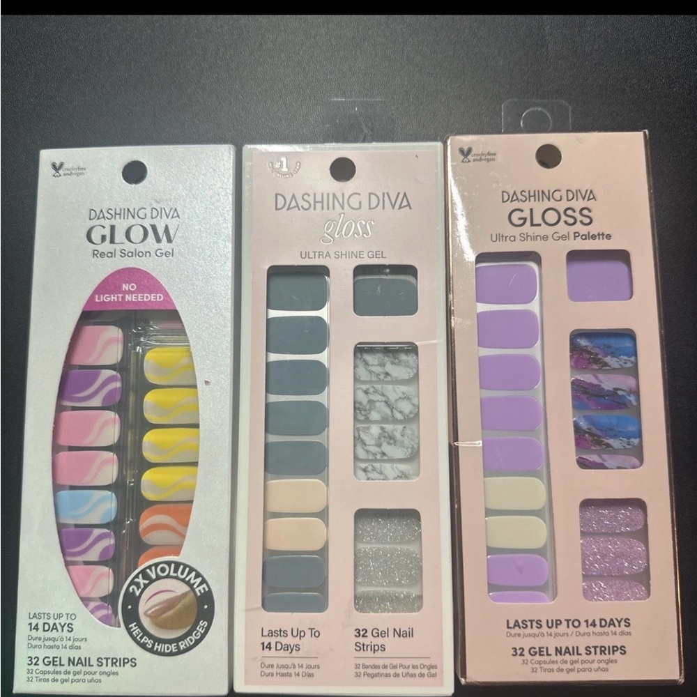 Dashing Diva Gloss Gel Nail Strips - Purple & Multicolor